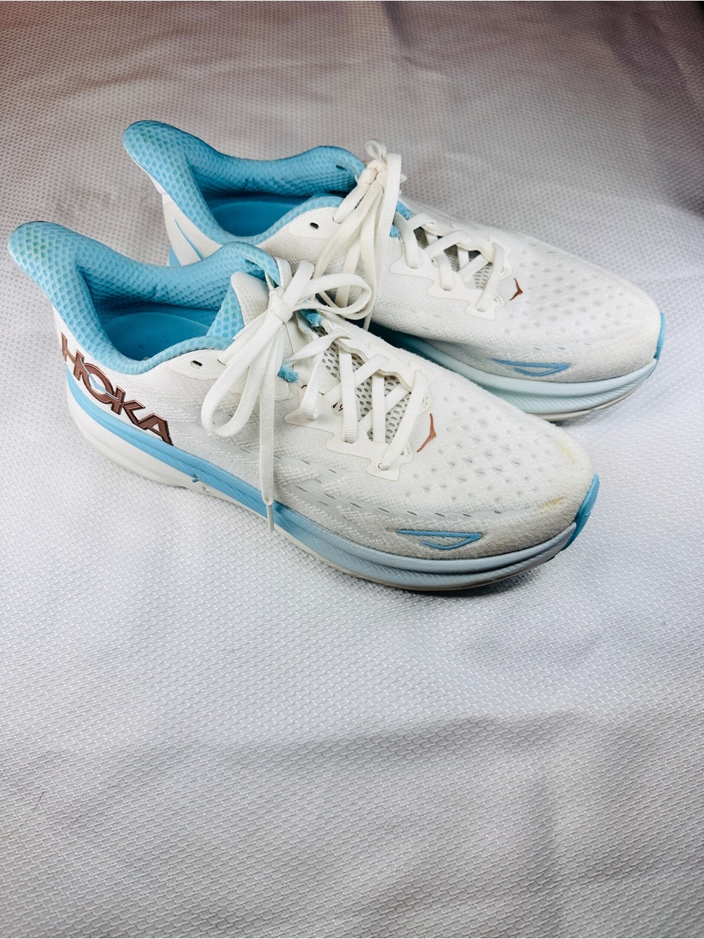 Hoka Women's White and Light Blue Running Sneakers